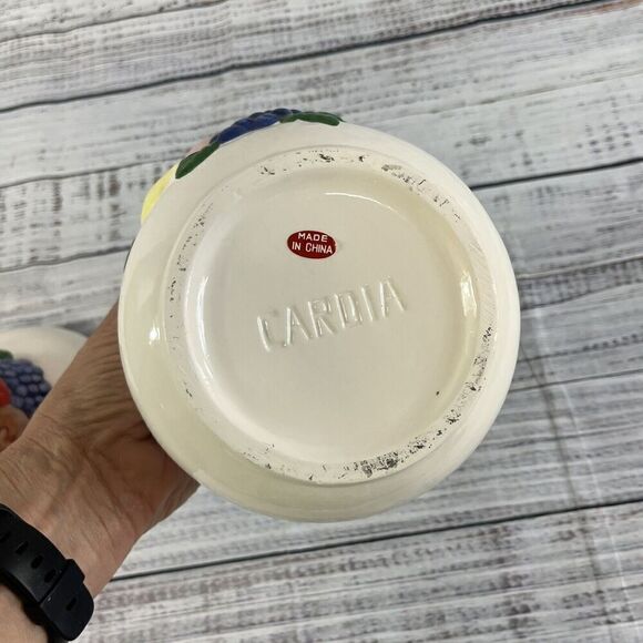 Vintage Cardia Kitchen Canister w/ Lid Fruit Kitchen Grapes Lemons Strawberries - Picture 7 of 11